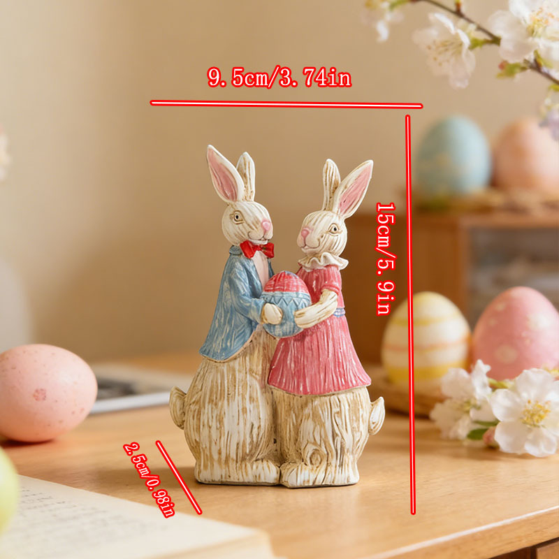 🐰 Easter Bunny Family Figurines – Rustic Resin Spring Decor 🥕✨