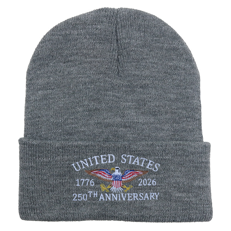 US 250th Anniversary Beanie Eagle Embroidered Knitted Hat