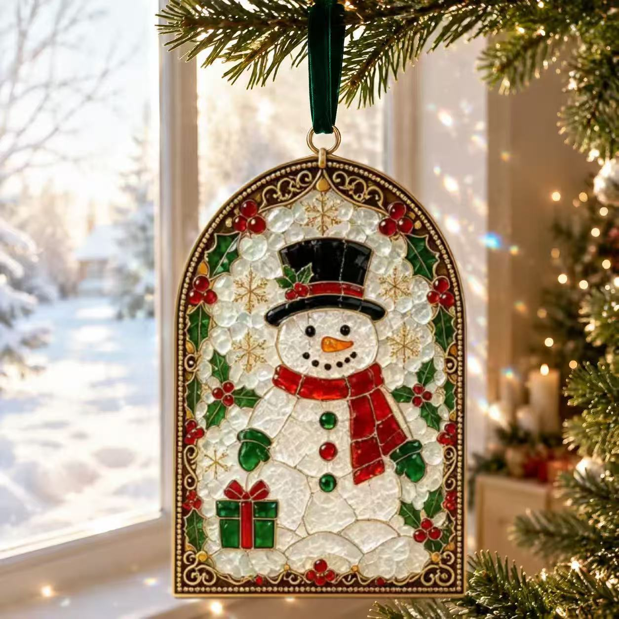 Christmas Stained Glass Window Ornament