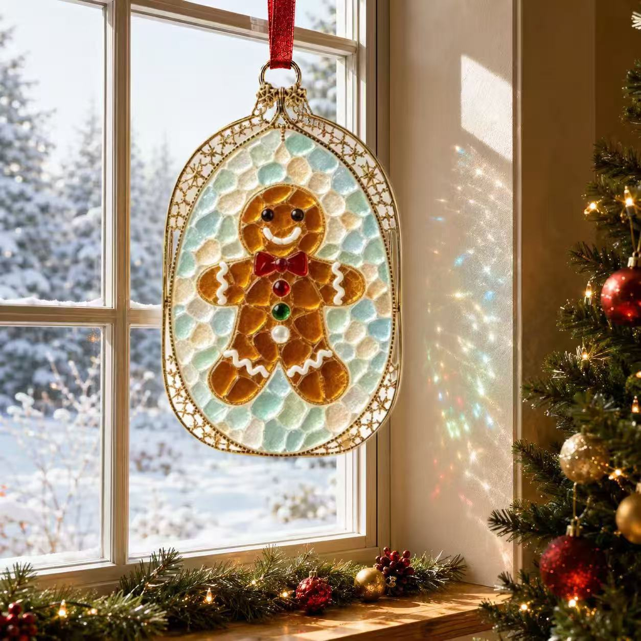 Christmas Stained Glass Window Ornament