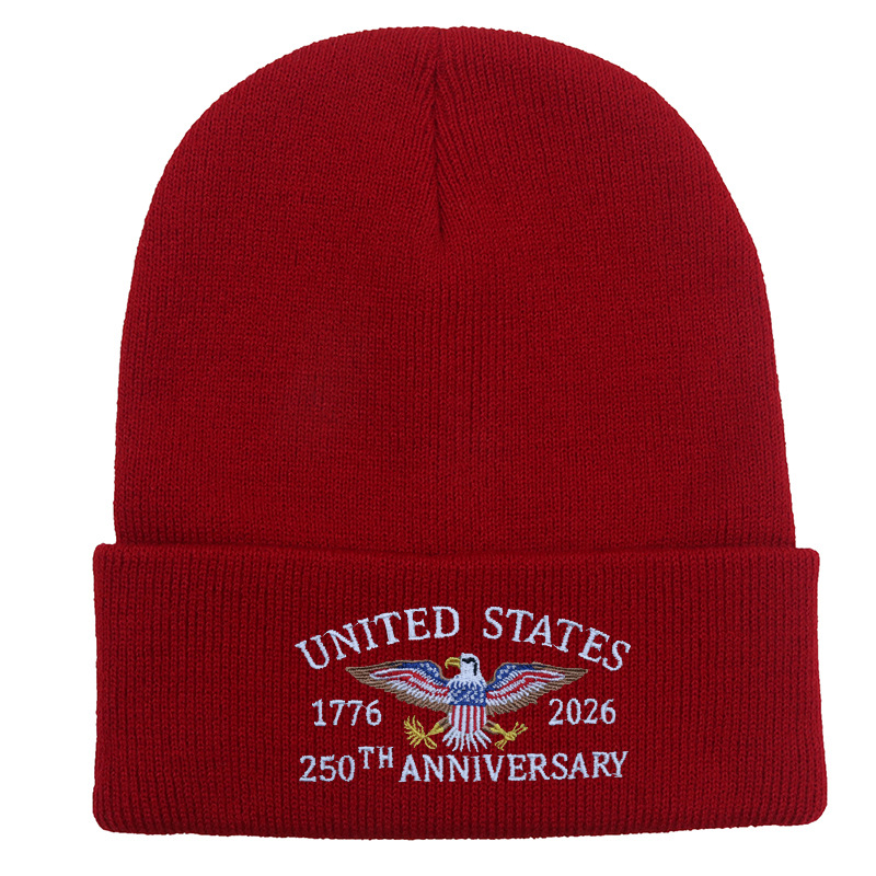 US 250th Anniversary Beanie Eagle Embroidered Knitted Hat