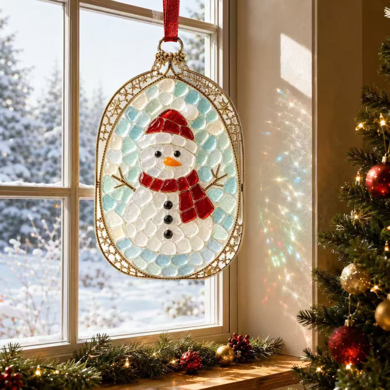 Christmas Stained Glass Window Ornament