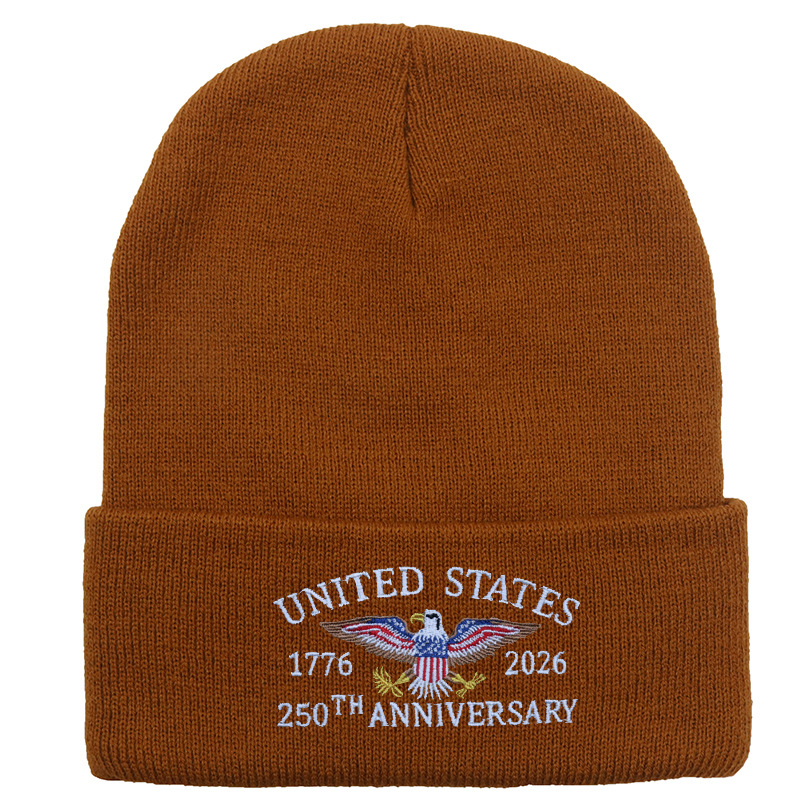 US 250th Anniversary Beanie Eagle Embroidered Knitted Hat