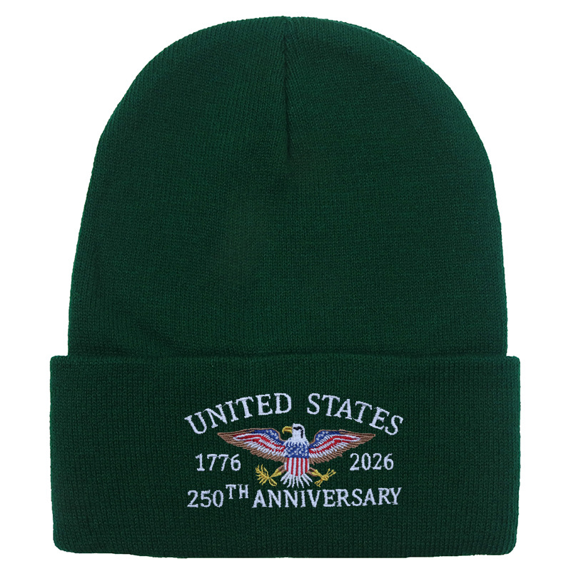 US 250th Anniversary Beanie Eagle Embroidered Knitted Hat