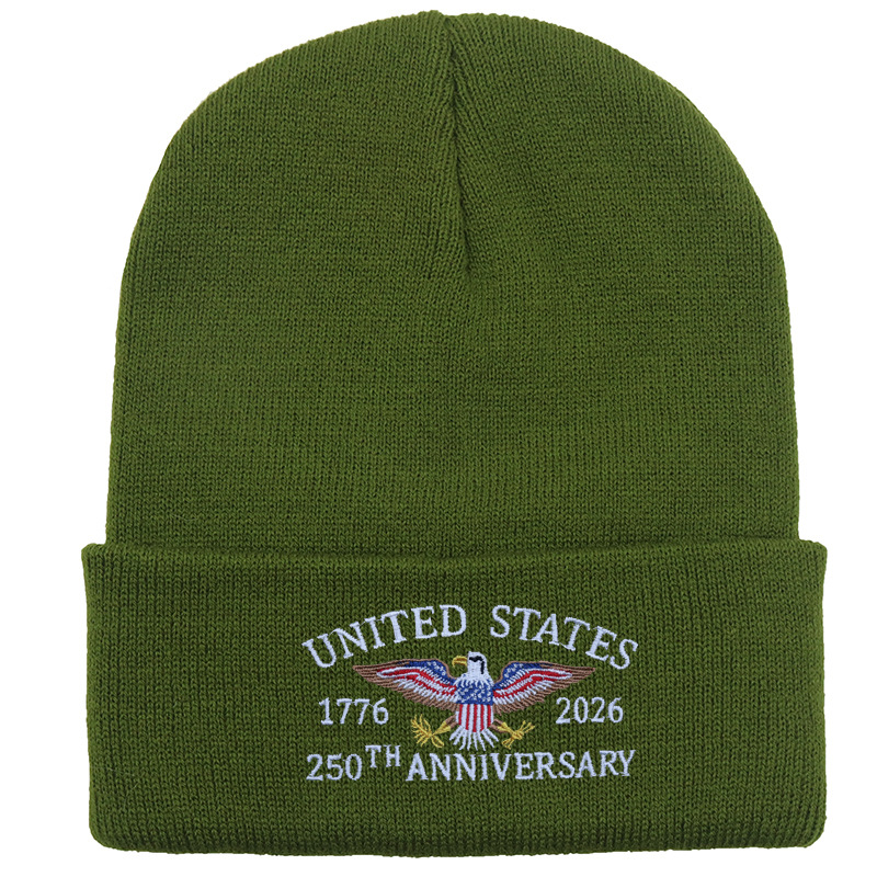 US 250th Anniversary Beanie Eagle Embroidered Knitted Hat