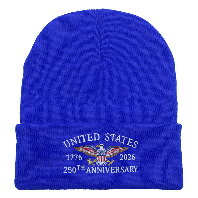 US 250th Anniversary Beanie Eagle Embroidered Knitted Hat