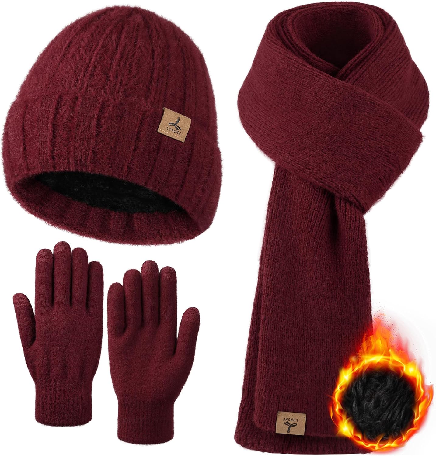 Winter Beanie Hat Scarf Gloves