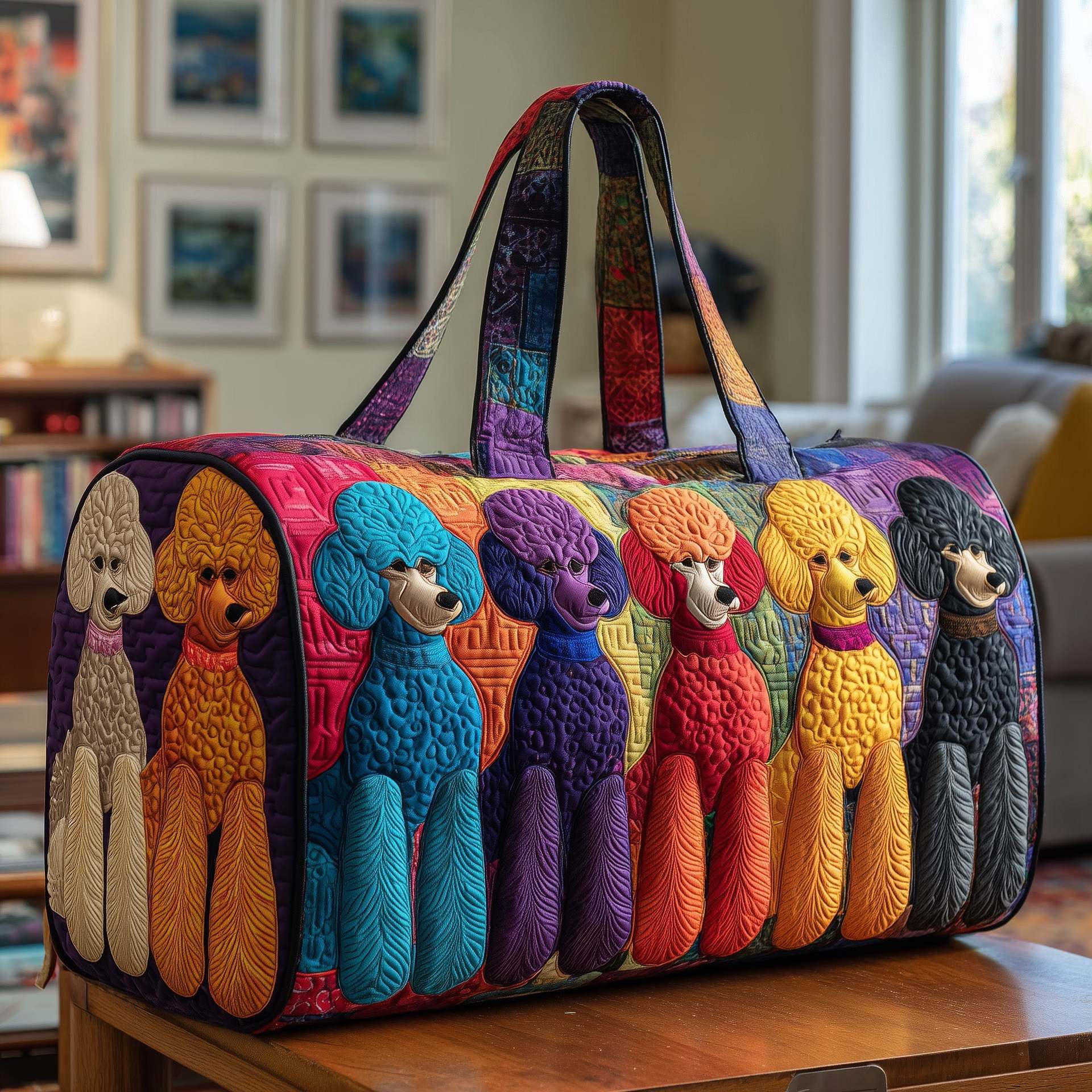 Puppy Quilted Cotton Travel Tote Bag