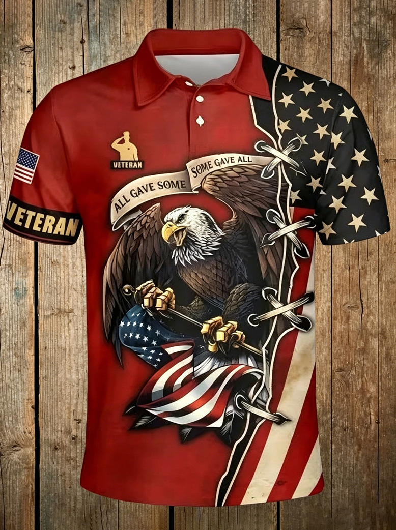 Men's American 250th Anniversary Print Casual Polo Shirt