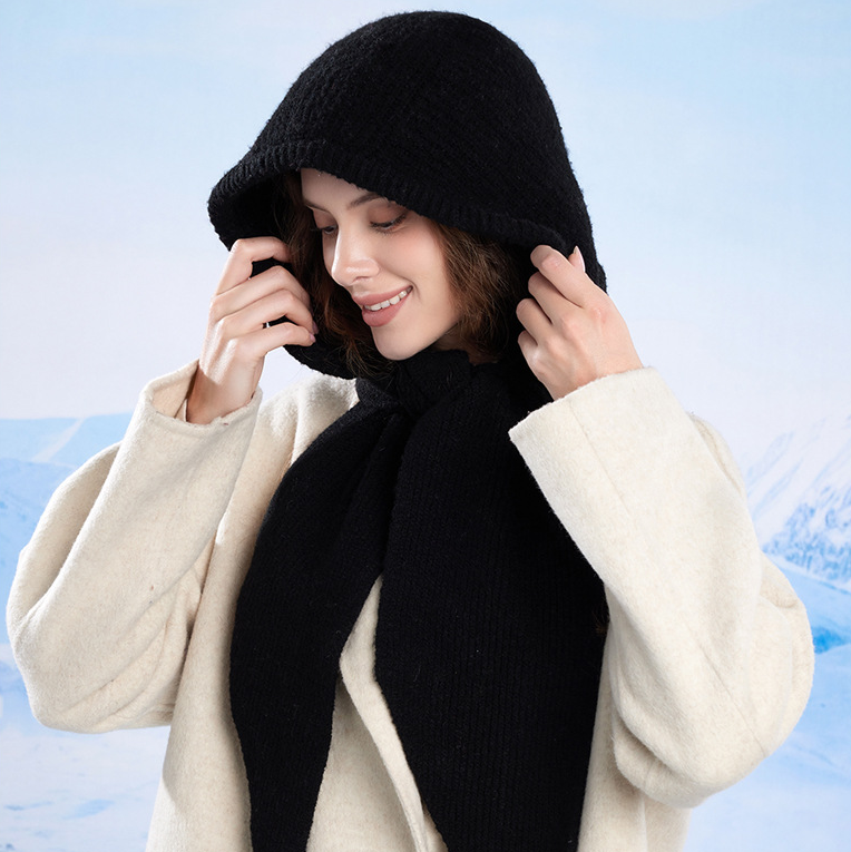 Winter Women Knit 2-in-1 Hat and Scarf