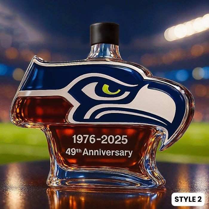 Seattle Seahawks 49th Anniversary Whiskey Bottle