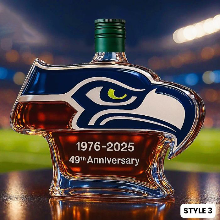 Seattle Seahawks 49th Anniversary Whiskey Bottle