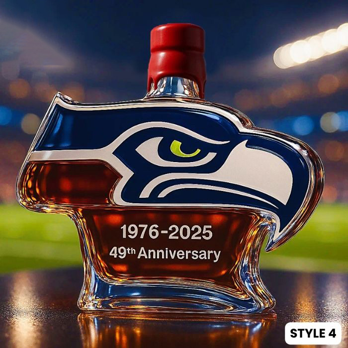 Seattle Seahawks 49th Anniversary Whiskey Bottle