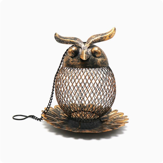 Owl Metal Hanging Bird Feeder