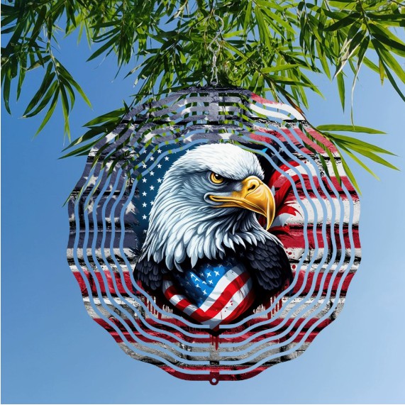 Patriotic Eagle Metal Hanging Wind Spinner