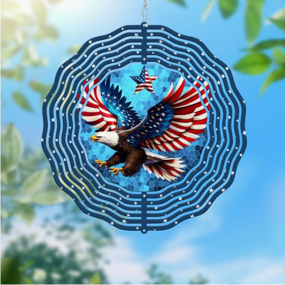 Patriotic Eagle Metal Hanging Wind Spinner