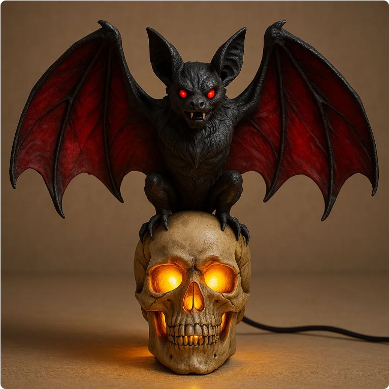 Bat Skull Gothic Art Lamp