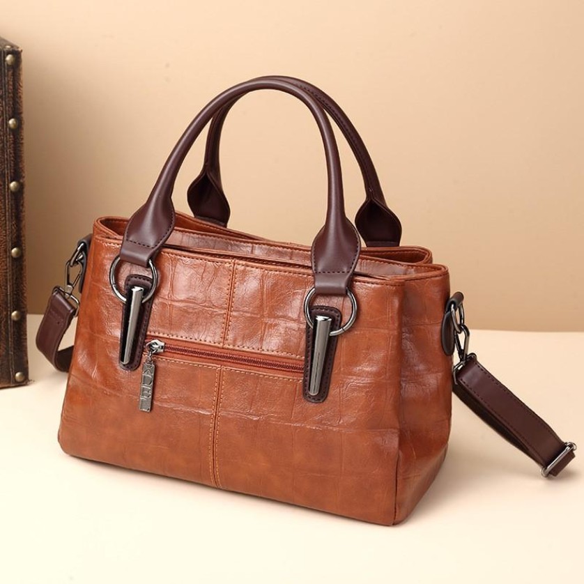 Women’S Stylish Vintage Boston Bag – Spacious Multi-Layer Handbag