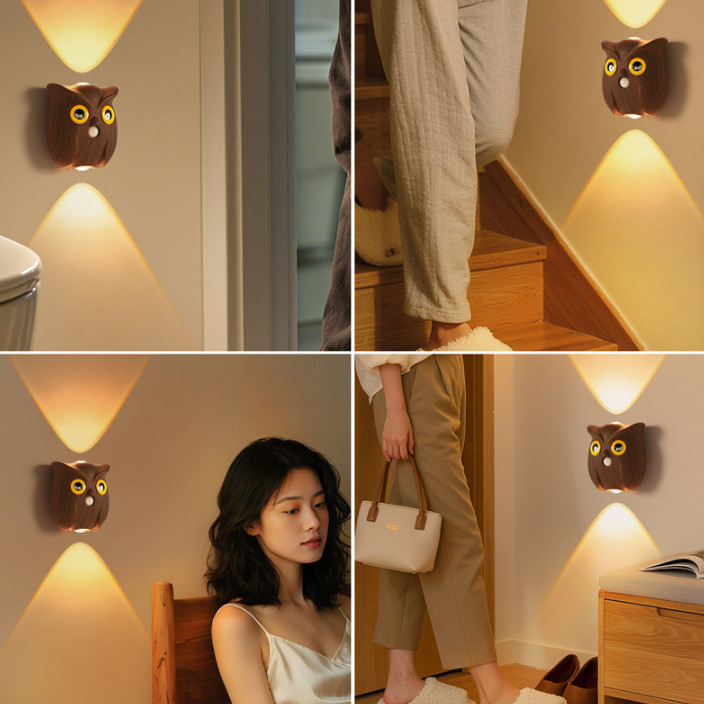 Motion Sensor Owl Magnetic Wall Light, Dual-Glow Up and Down Night Light