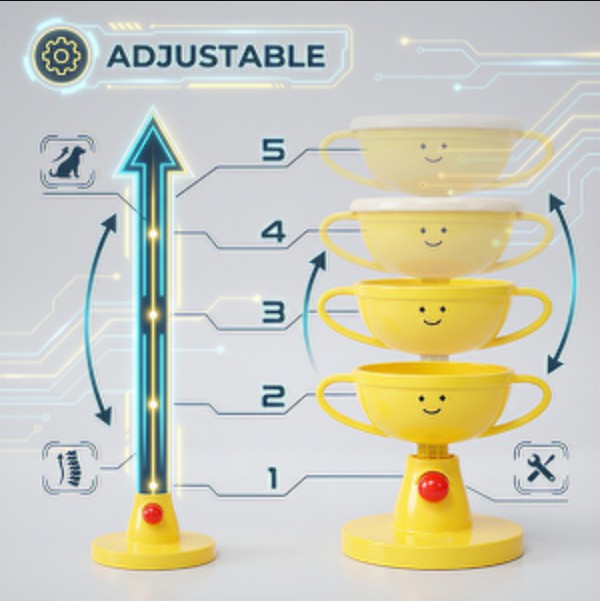 Adjustable Elevated Cat Bowl & Small Pet Feeder