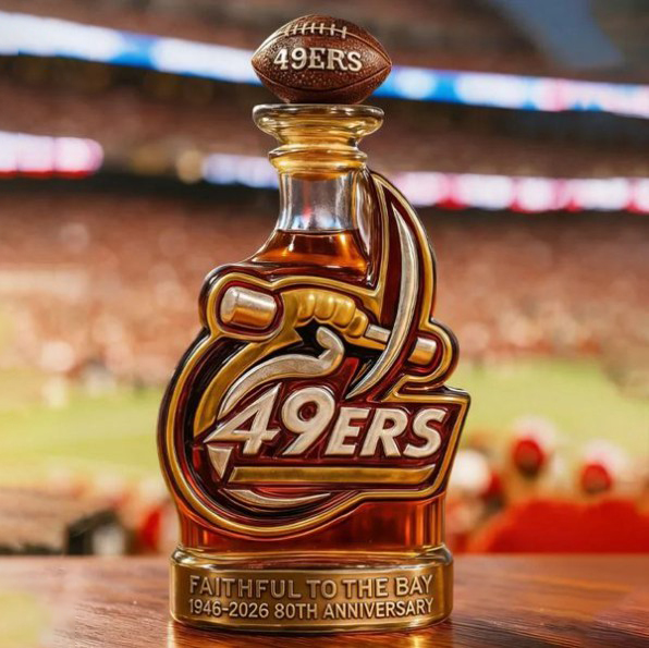 San Francisco 49ers Faithful To The Bay Whiskey Bottle
