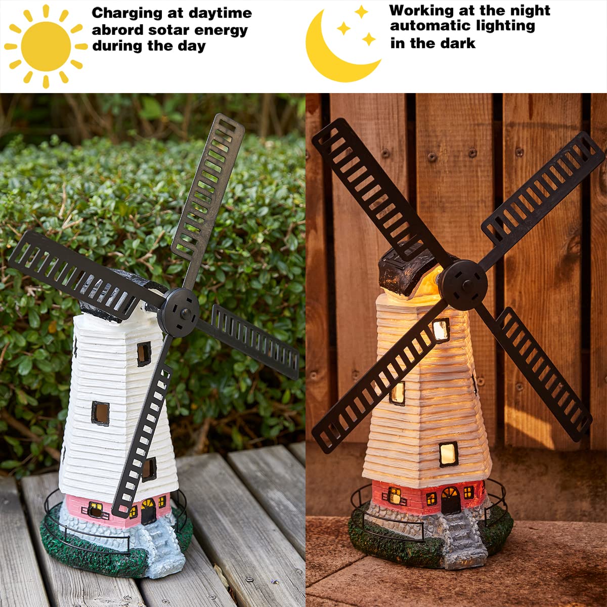 🏡 Dutch Windmill Garden Decor with Solar Lights ✨