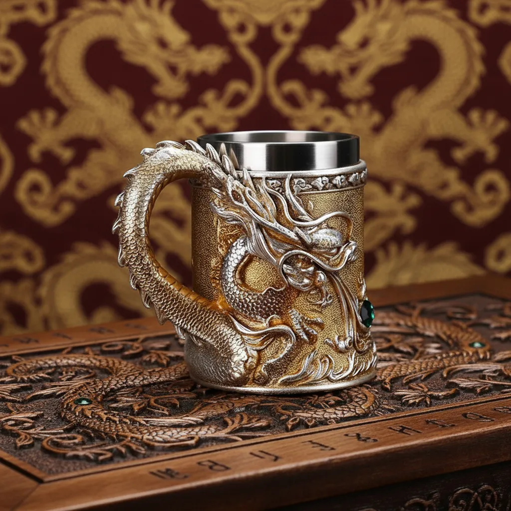 🐉✨ Chinese Dragon Embossed Mug