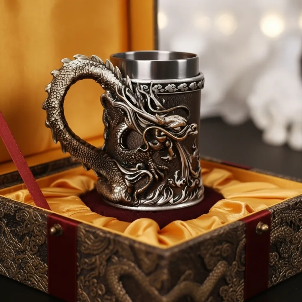 🐉✨ Chinese Dragon Embossed Mug