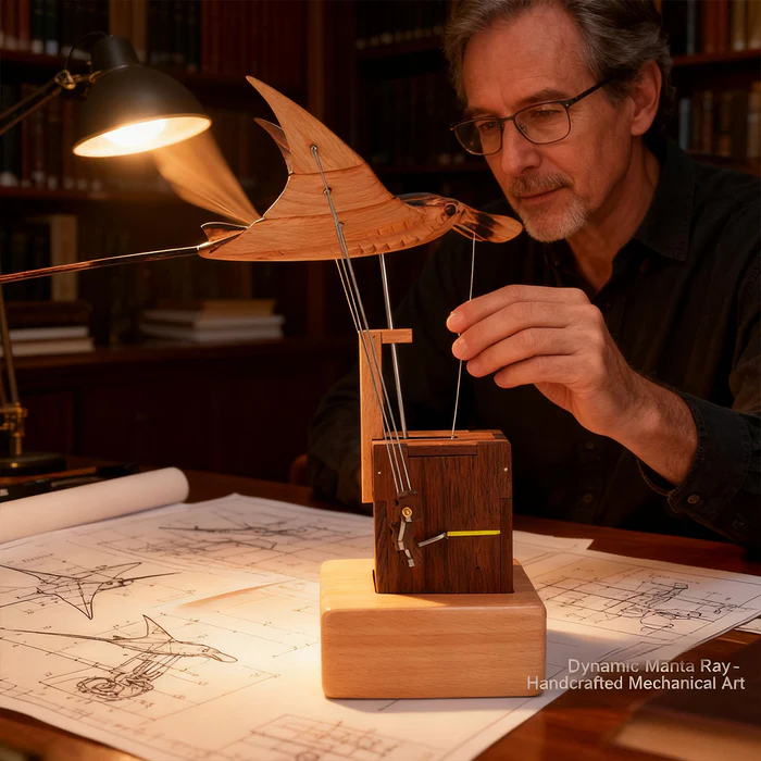 ✨✨Handcrafted Wooden Manta Ray Automaton
