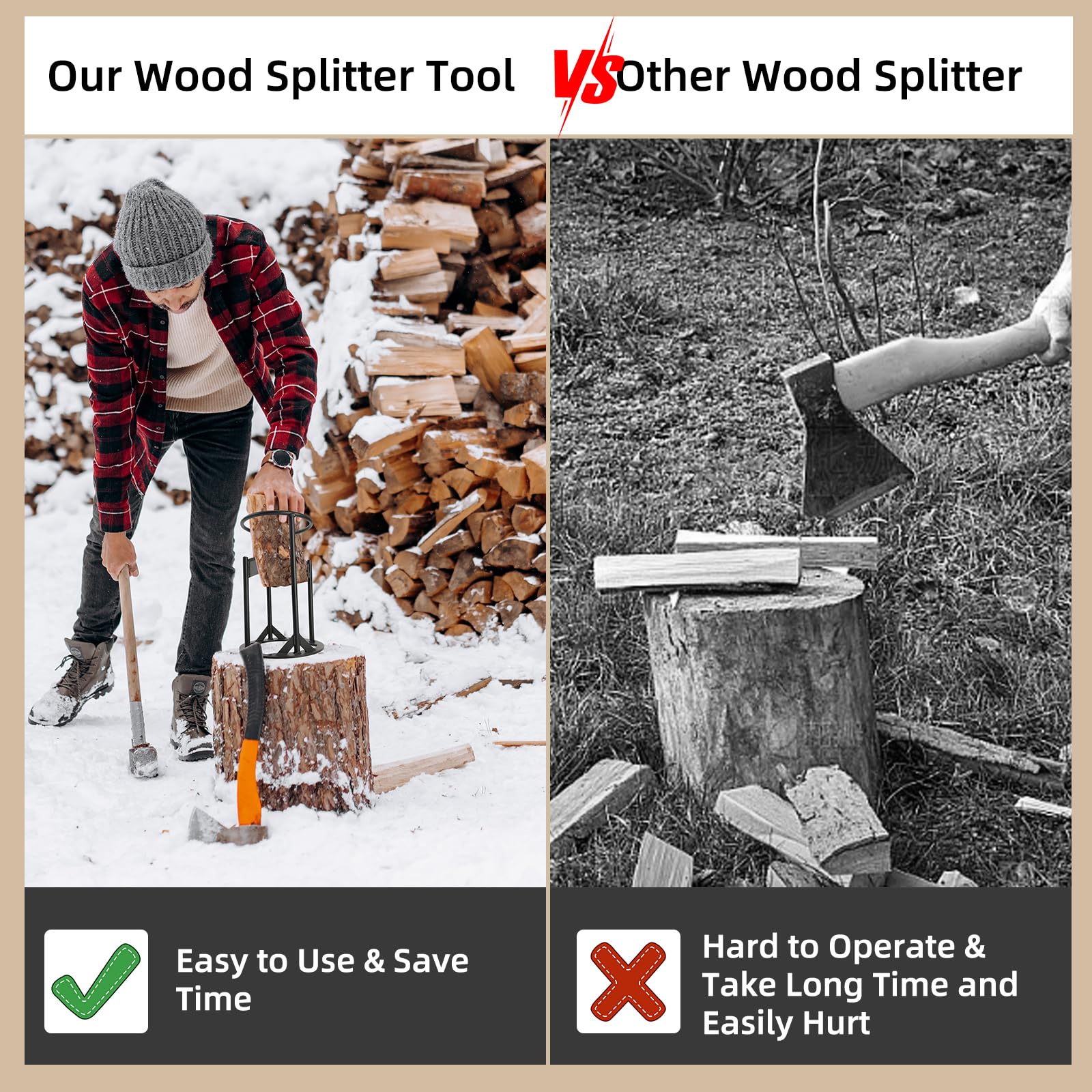 Cross firewood splitter