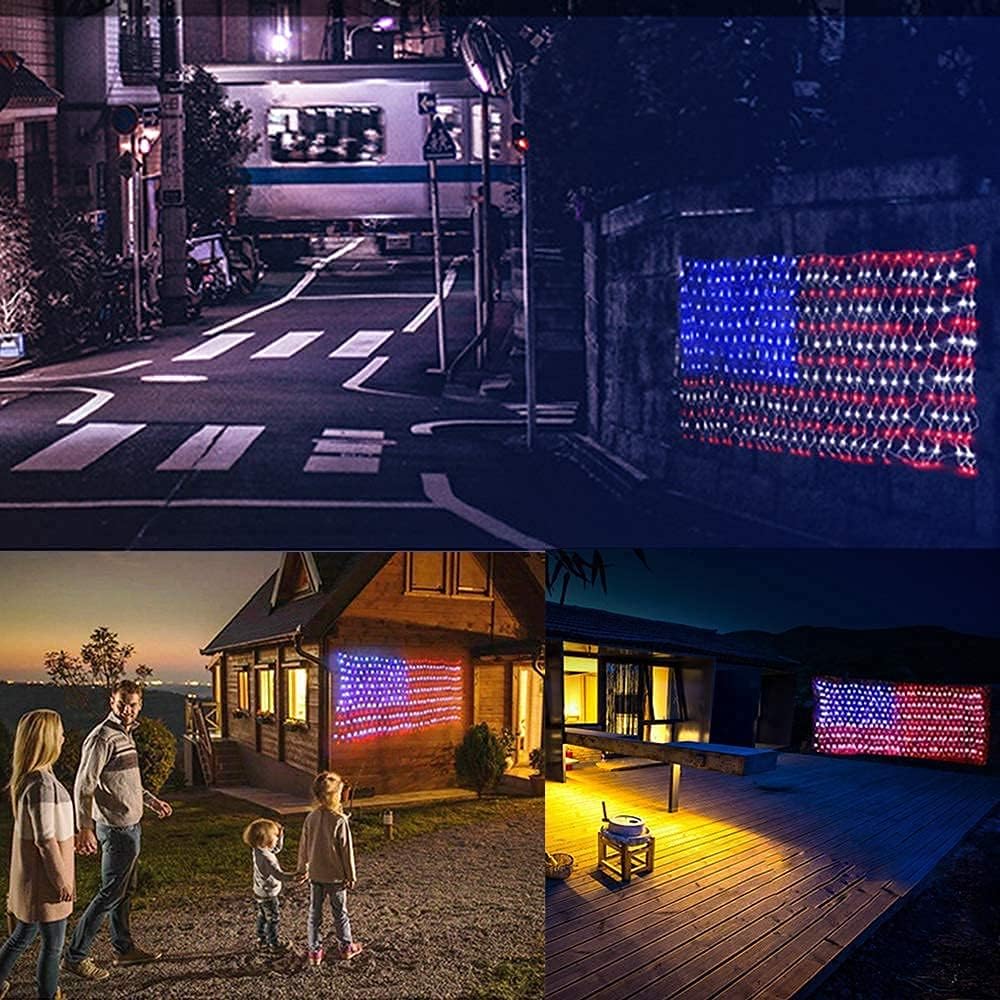 American Flag Waterproof LED Solar String Lights
