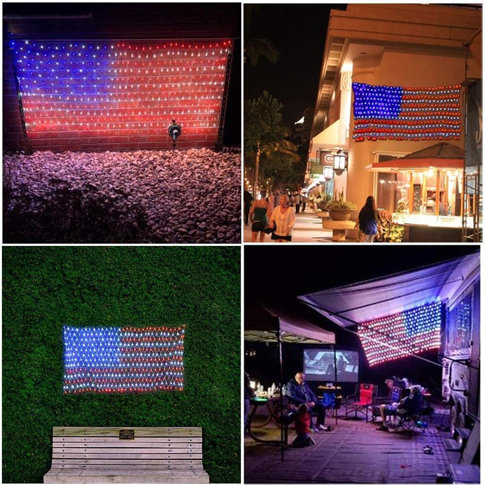 American Flag Waterproof LED Solar String Lights