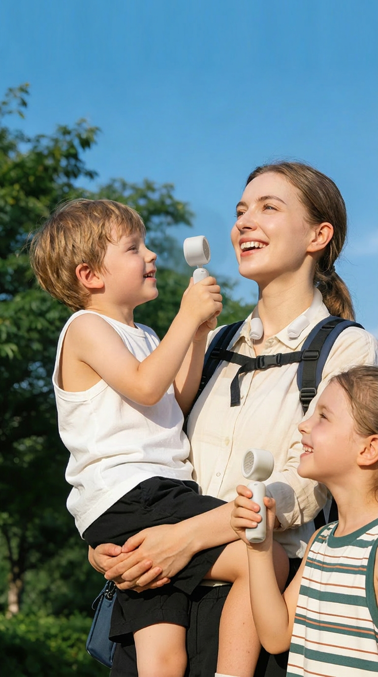 Wearable portable cooling fan for travel, festivals, and theme parks