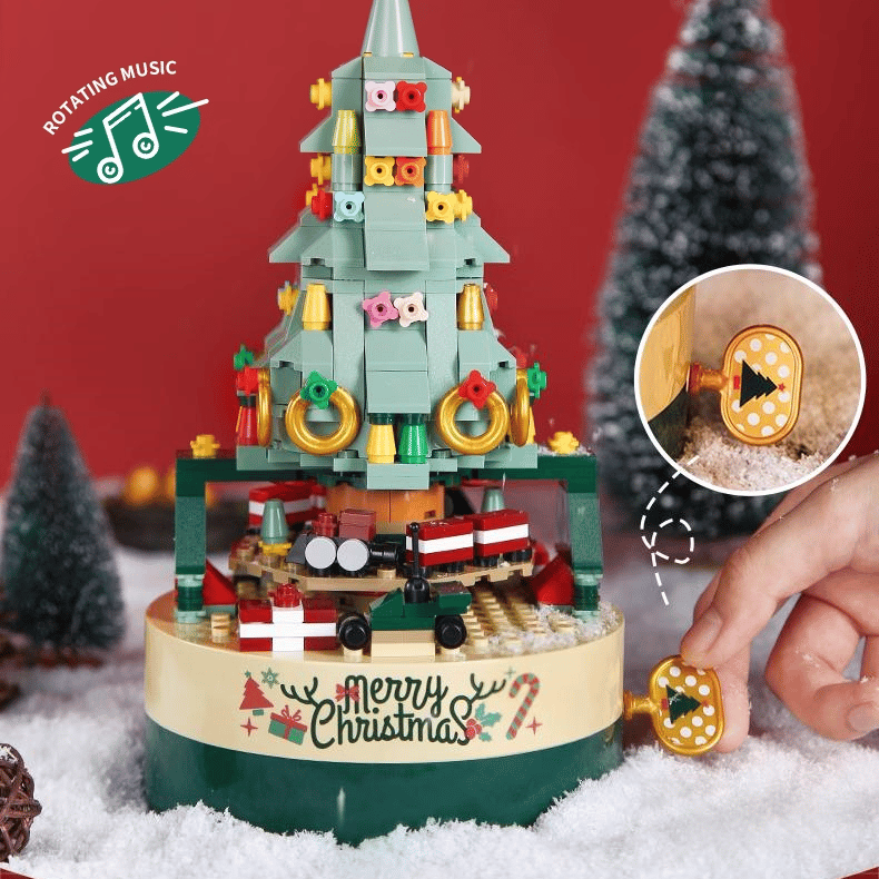 Christmas Tree Music Box Built With 361 Building Blocks