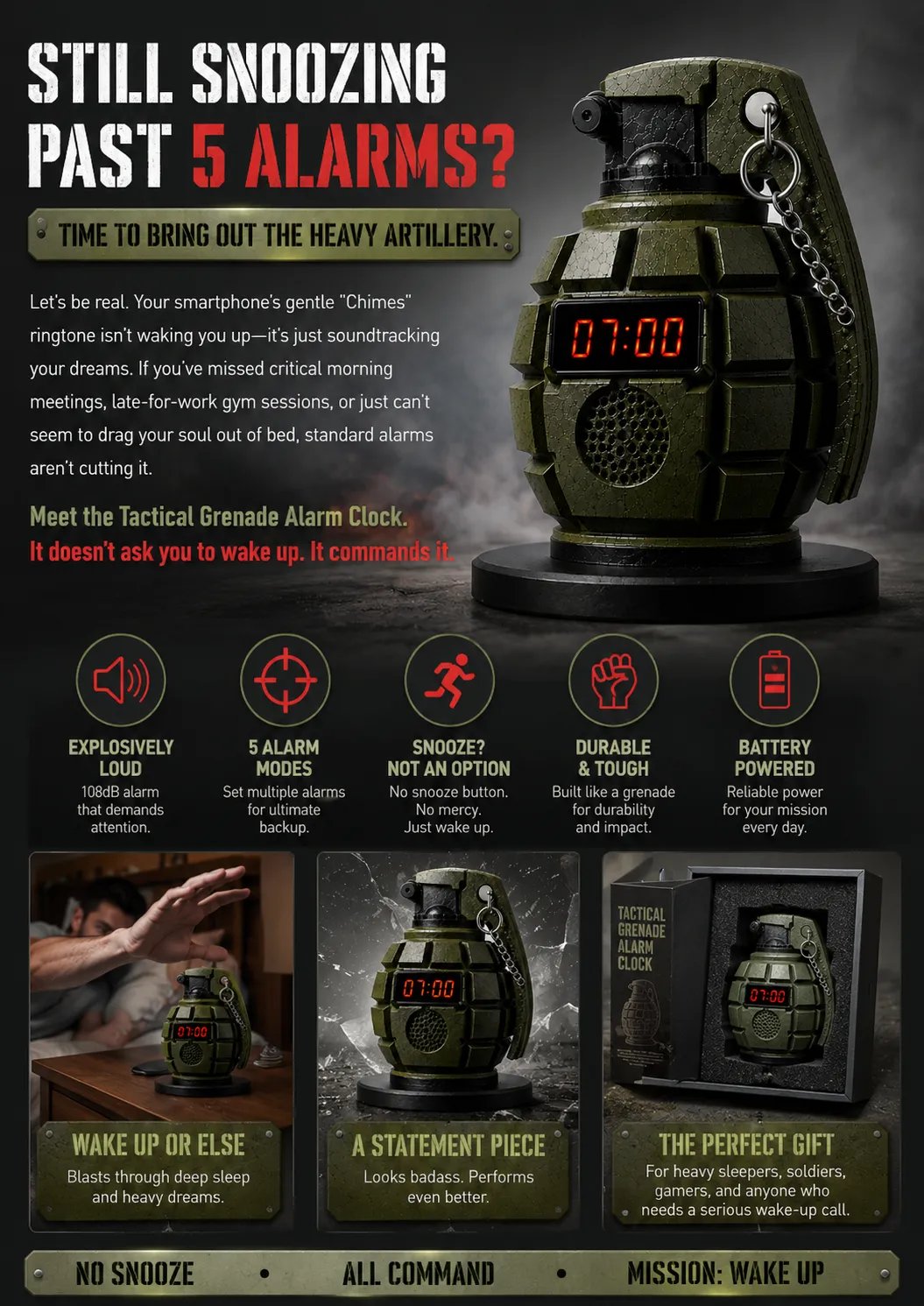 Tactical Grenade Alarm Clock Usage