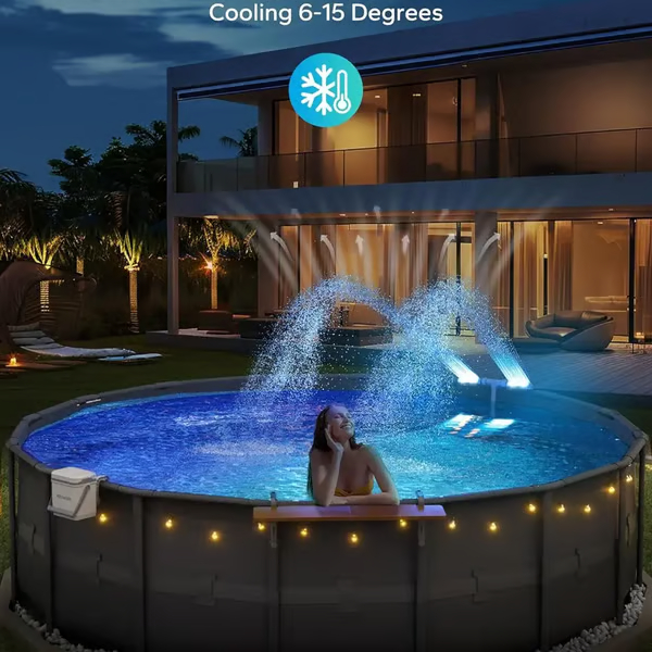Solar Pool Fountain with Lights Dual Arc