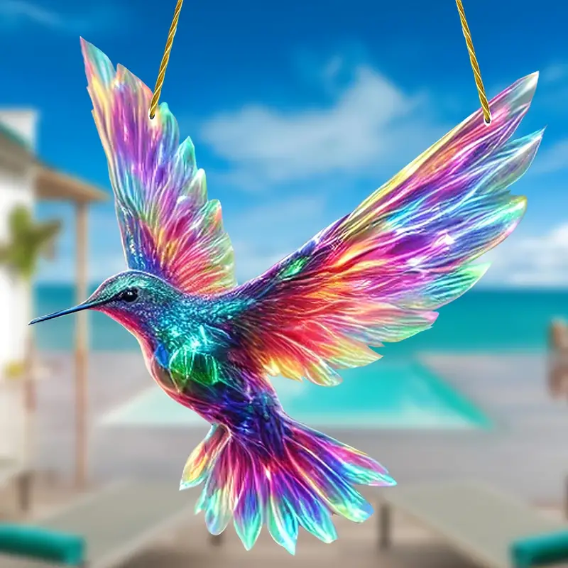 stunning hummingbird sun catcher 7 87 acrylic stained glass animal themed hanging decor for     garden gift details 1
