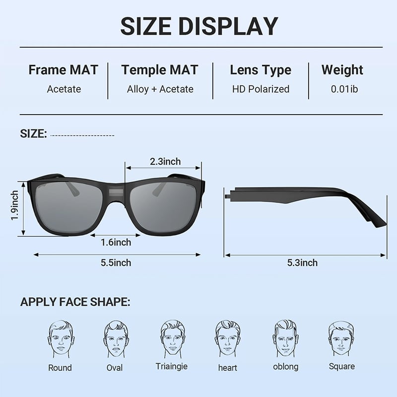  Smart Photochromic Polarized Sunglasses