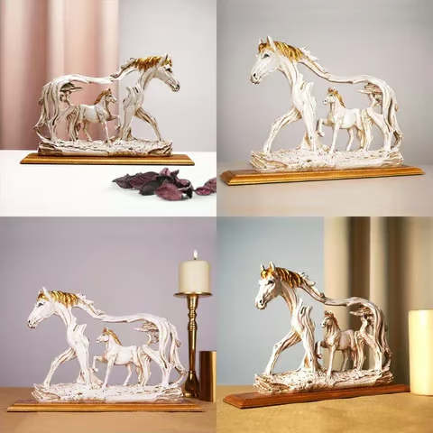 🐴Galloping Horse Statue With Pony Figurine