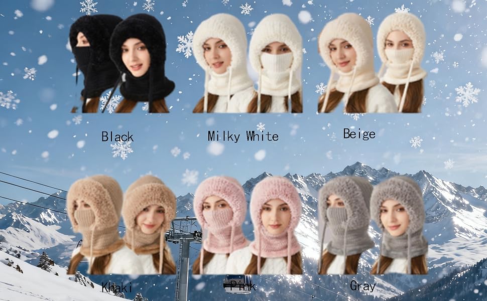 3-in-1 Convertible Balaclava Knitted Ski Scarf and Face Mask Sherpa Hood