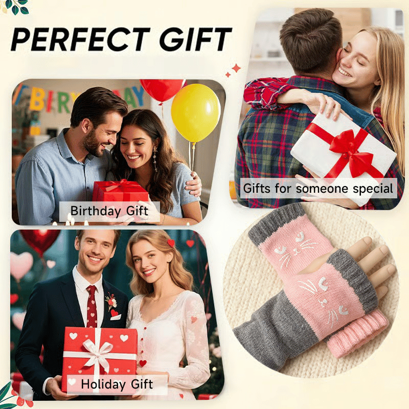 🎁Last Day Promotion 49% OFF🐱 Cute Women’s Knitted Cat Gloves — For Warm Hands & Free Fingers🧶