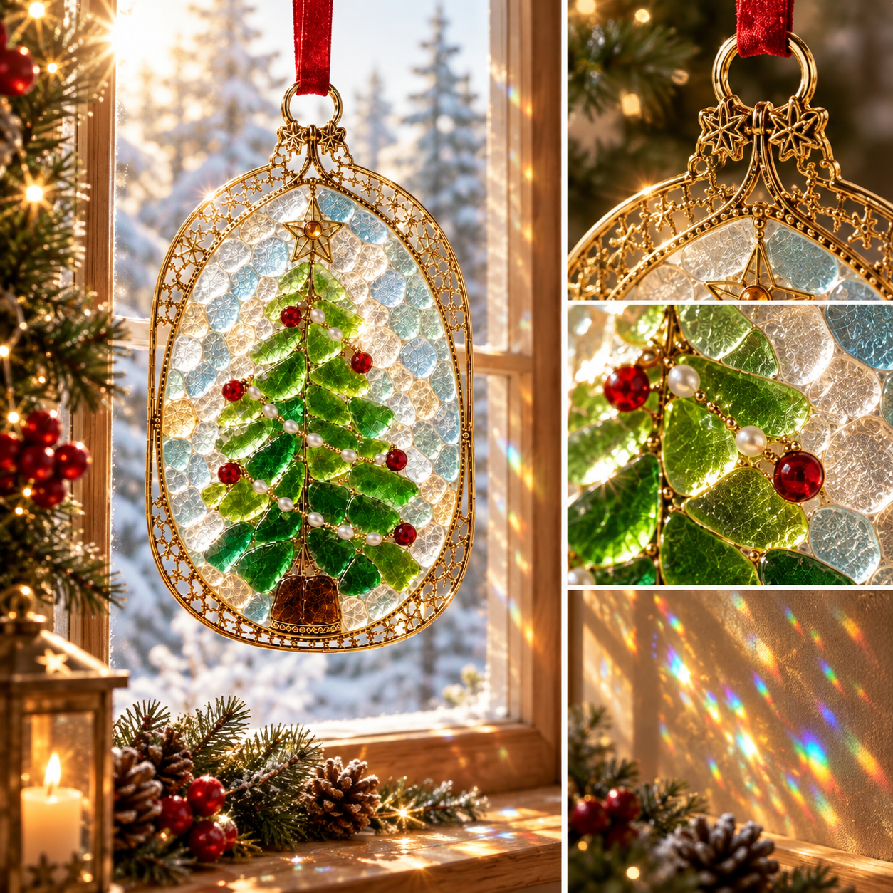 Christmas Stained Glass Window Ornament