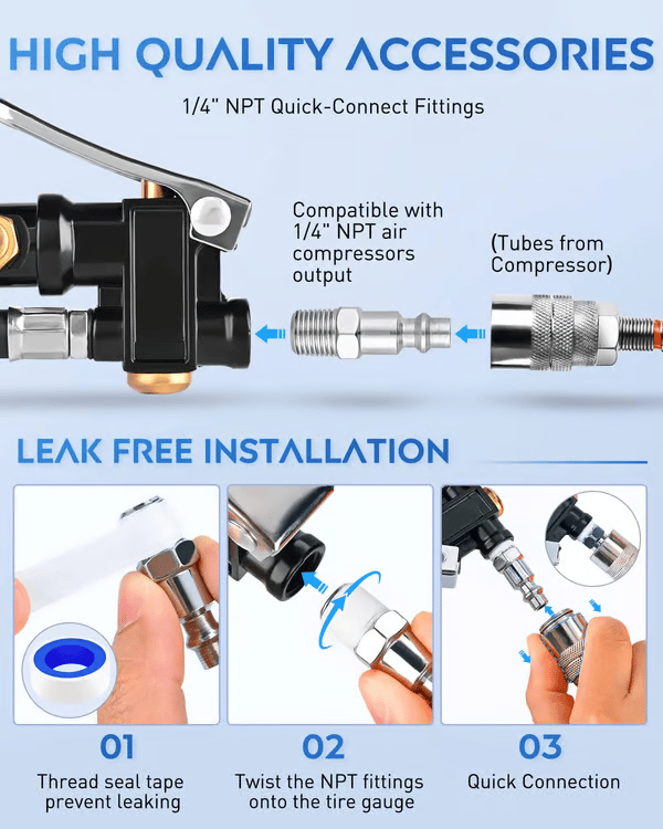🏎️ Digital Tire Inflator with Pressure Gauge