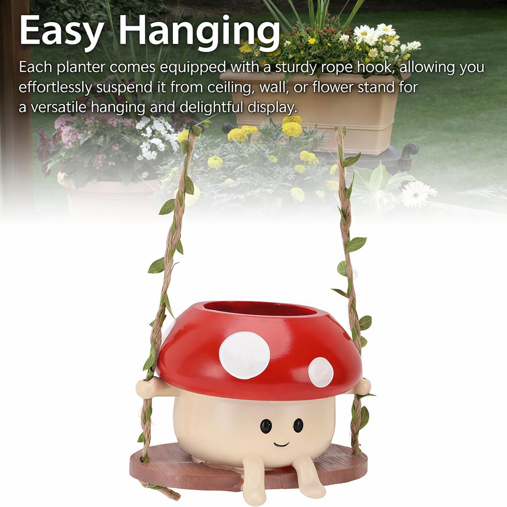 🍄 Whimsical Ceramic Mushroom Hanging Planters 🌼