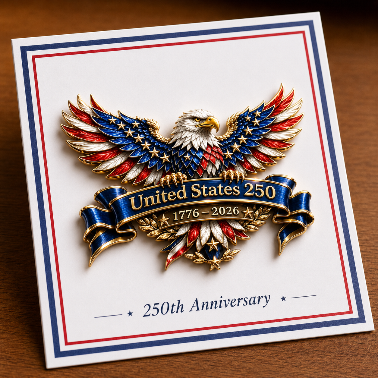 USA 250th Anniversary Rhinestone Brooch