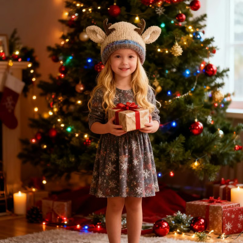 🎄Original Design Festive Christmas Antler Hat,With Ear Protection Design, Suitable For Adults And Children🎄