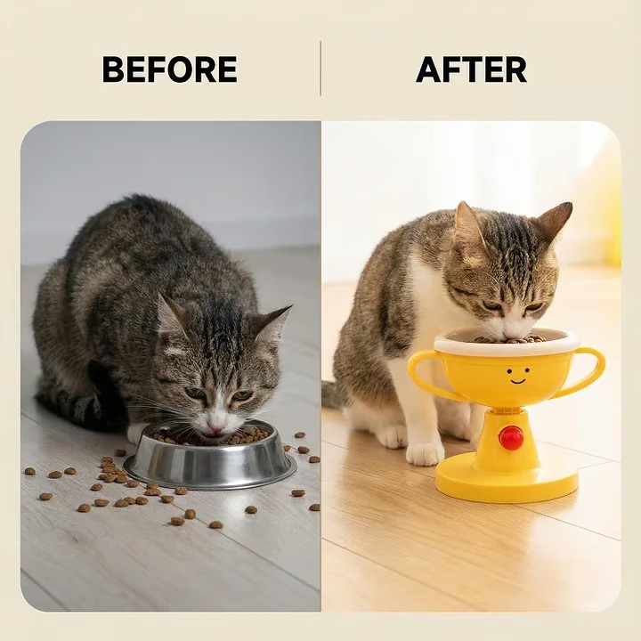 Adjustable Elevated Cat Bowl & Small Pet Feeder