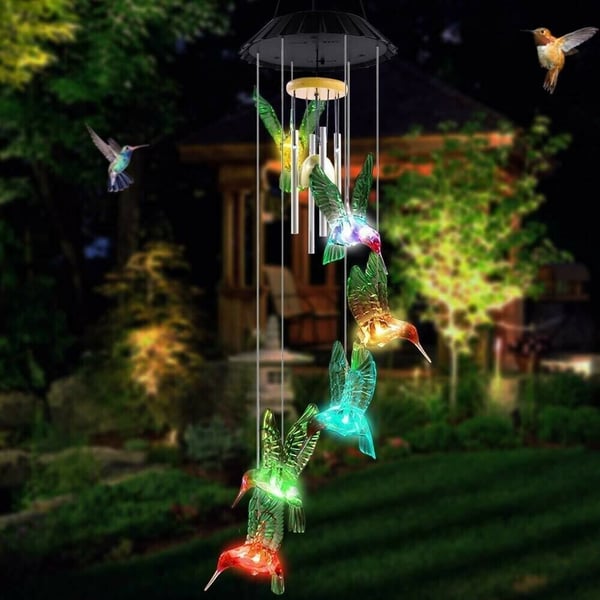 Solar LED Lights Hummingbird Wind Chimes
