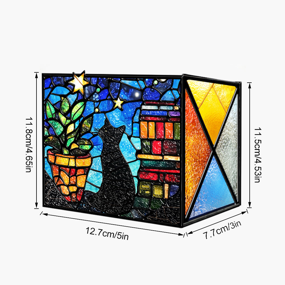 Stained-Glass-Style Acrylic Pen Holder for Colorful Desk Décor