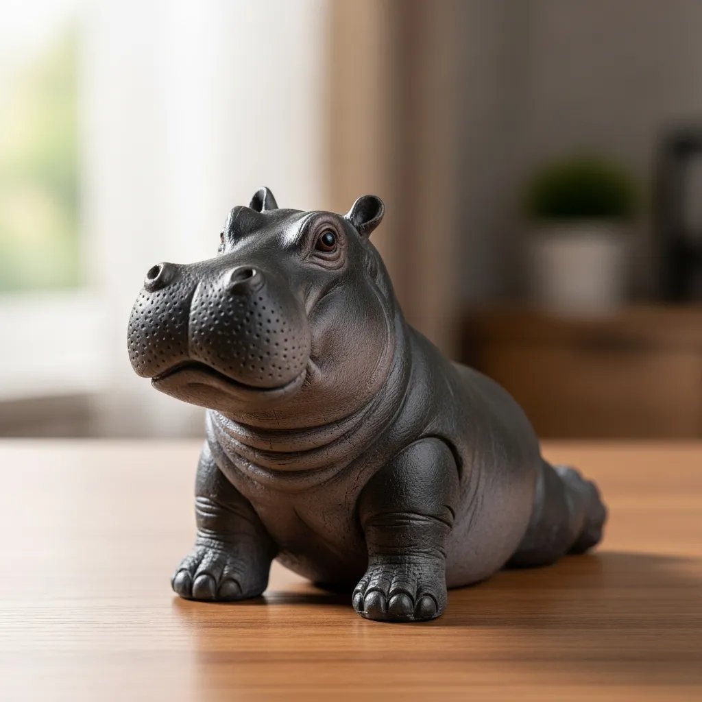 有趣的3D打印瑜伽河马雕像